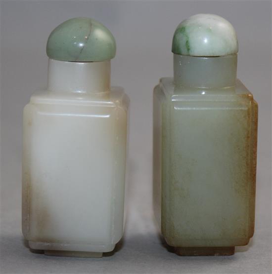 Two Chinese jade rectangular snuff bottles, 1800-1900, Richards no.s115 and 243